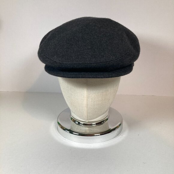 Cavanagh Black Newsboy Cap Hat, Size Large, Wool Blend Ear Flaps Snap Brim Italy - Picture 2 of 8